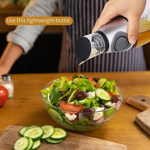 Glass Oil Dispenser Pourer for Kitchen, Clear Glass Oil Bottle with Scale 8.5 Oz - Picture 3 of 3